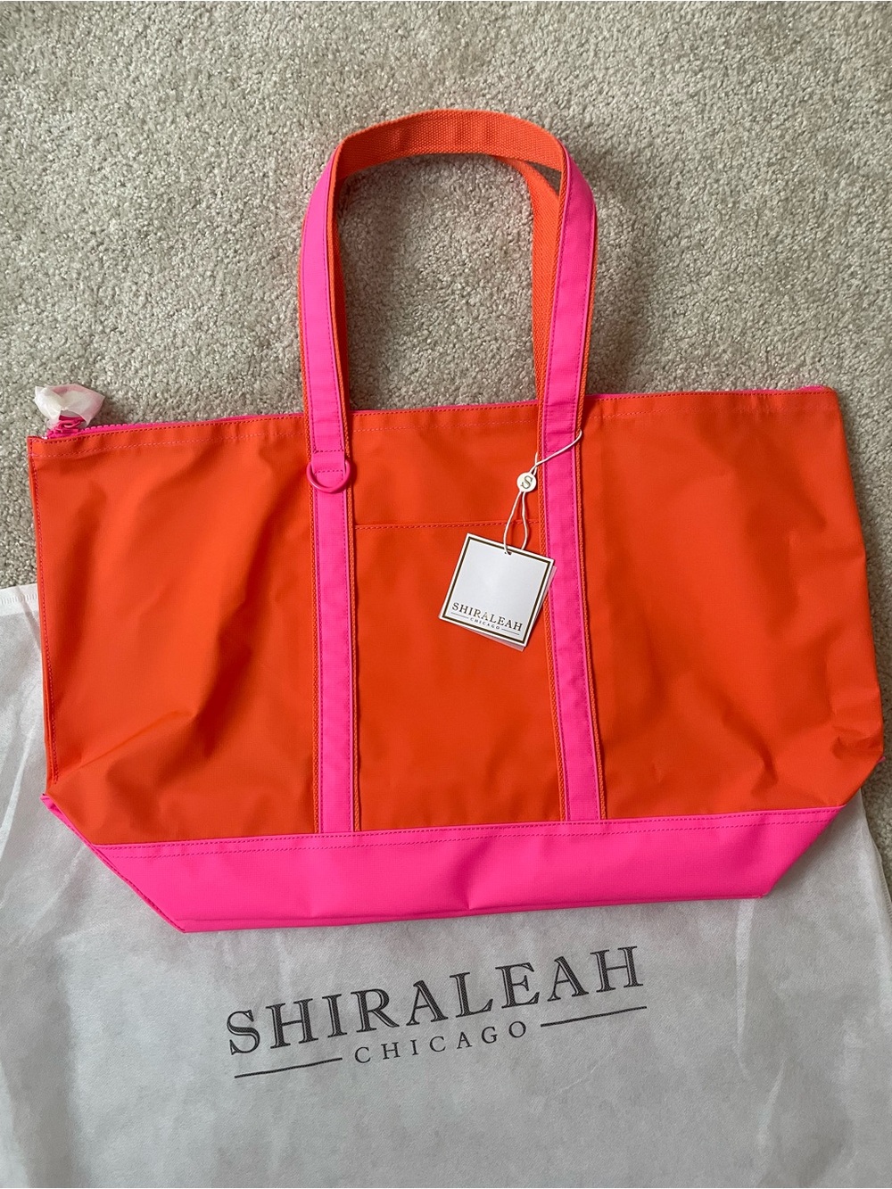 Shiraleah Port Water Resistant Tote Orange Hot Pink